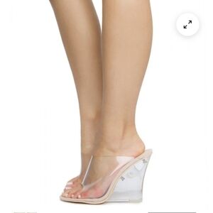 Clear Wedge Mules